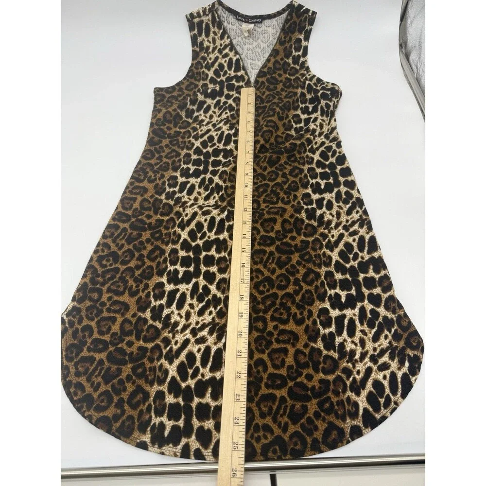 Woman’s Dress S Cheetah Print Brown Dip Hem Love ❤️ Chesley Read Description - Picture 8 of 9